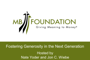 Webinar Title Slide Fostering Generosity